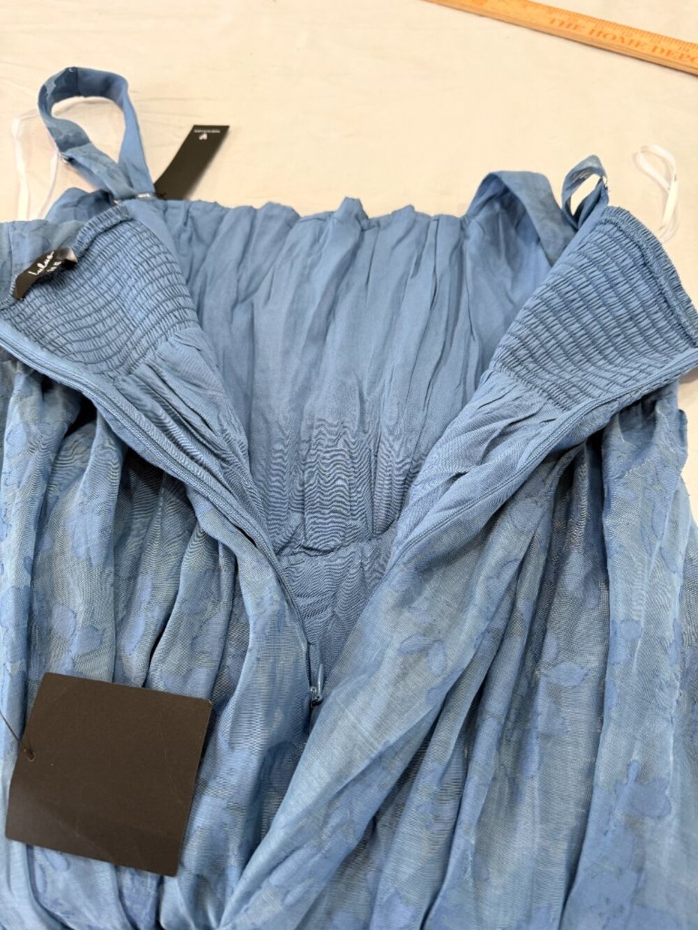 Lulus Colwyn Blue Floral Jacquard Bustier Midi Dress Size XXL - Picture 12 of 13